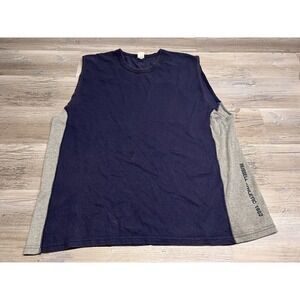 Vintage Russell Athletic Sleeveless T-Shirt Side Gusset Blue Mens XL Cutoff